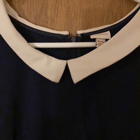 Navy Blue Sailor Dress - Retro Pinup Inspired - Collared Secretary Style XS - Picture 3 of 3